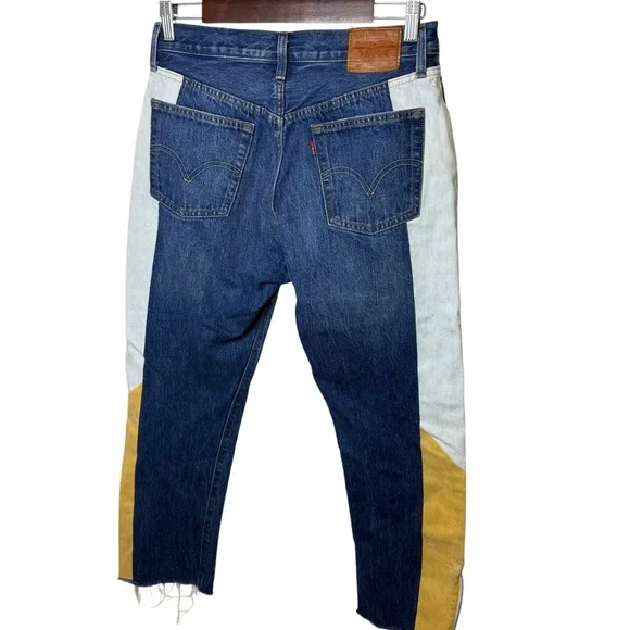 Levi's Premium | 5 Moto Colorblock Crop Buttonfly Jeans | 100% Cotton | Sz 29/28 - Picture 8 of 15